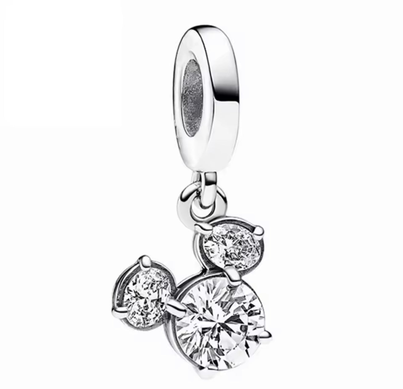 Sparkling Mouse Head Silhouette Dangle Charm