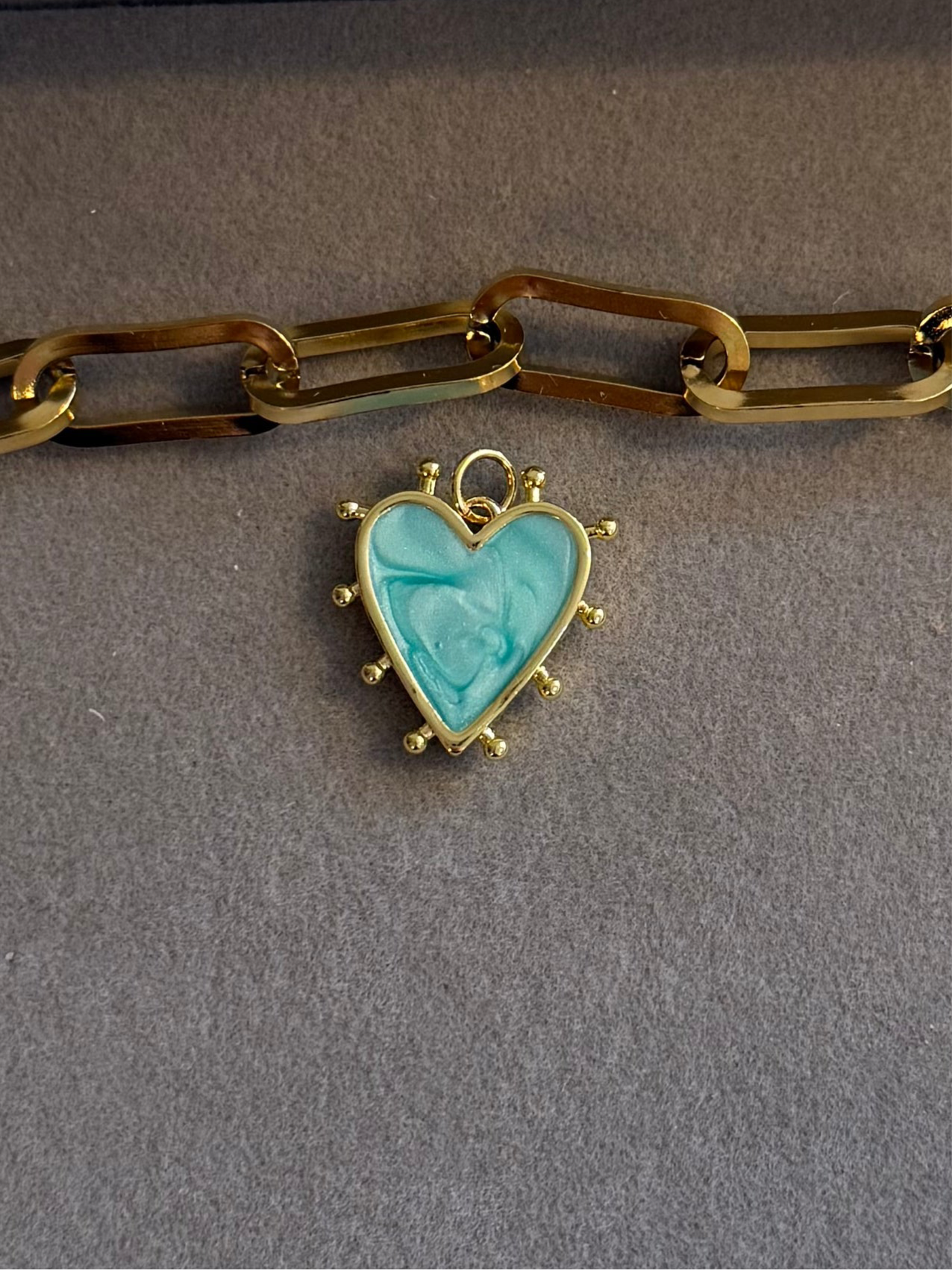 The Turquoise Heart Drop Charm